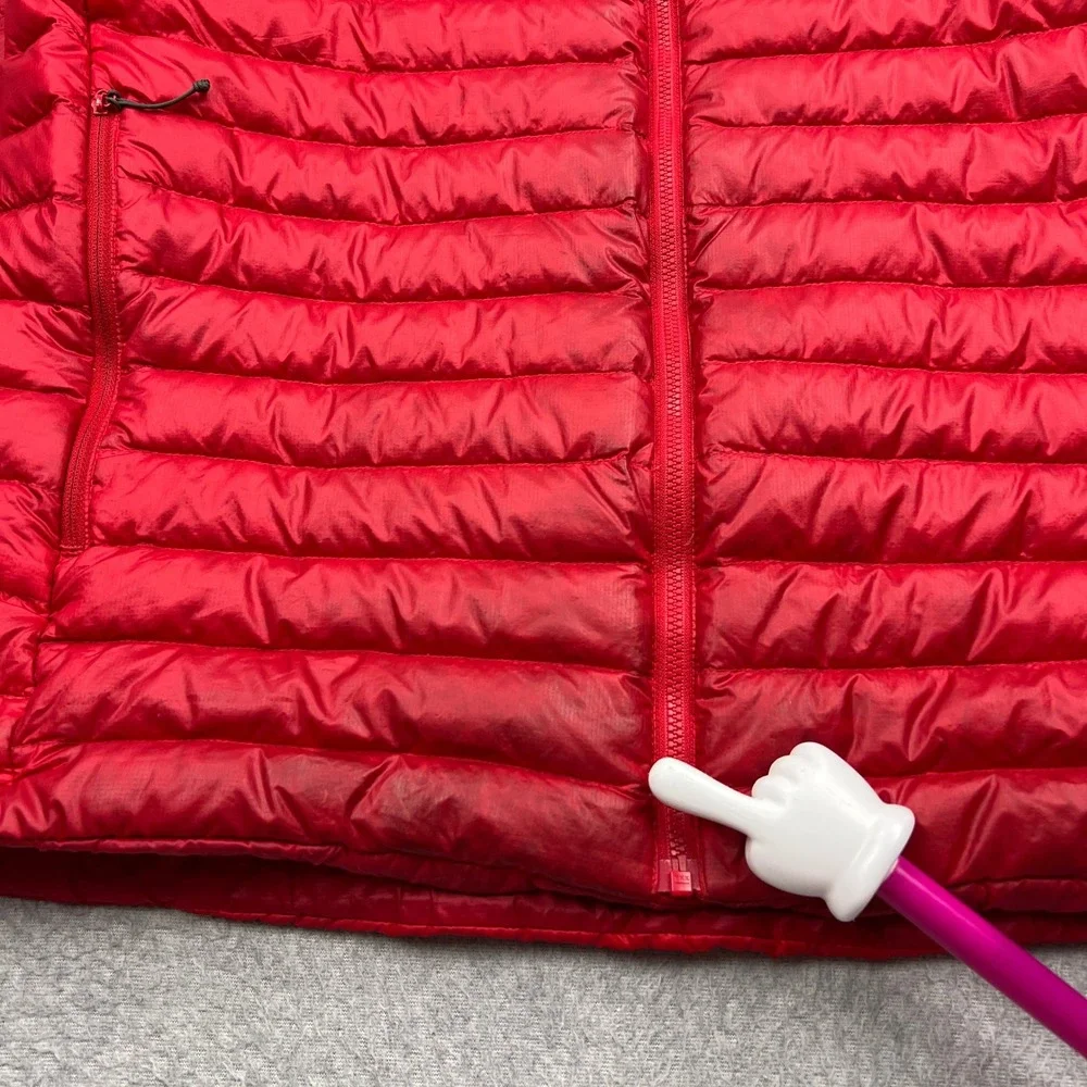 North Face Jacket Mens Large Red 800 Fill Goose Down Quilted Full Zip Puffer